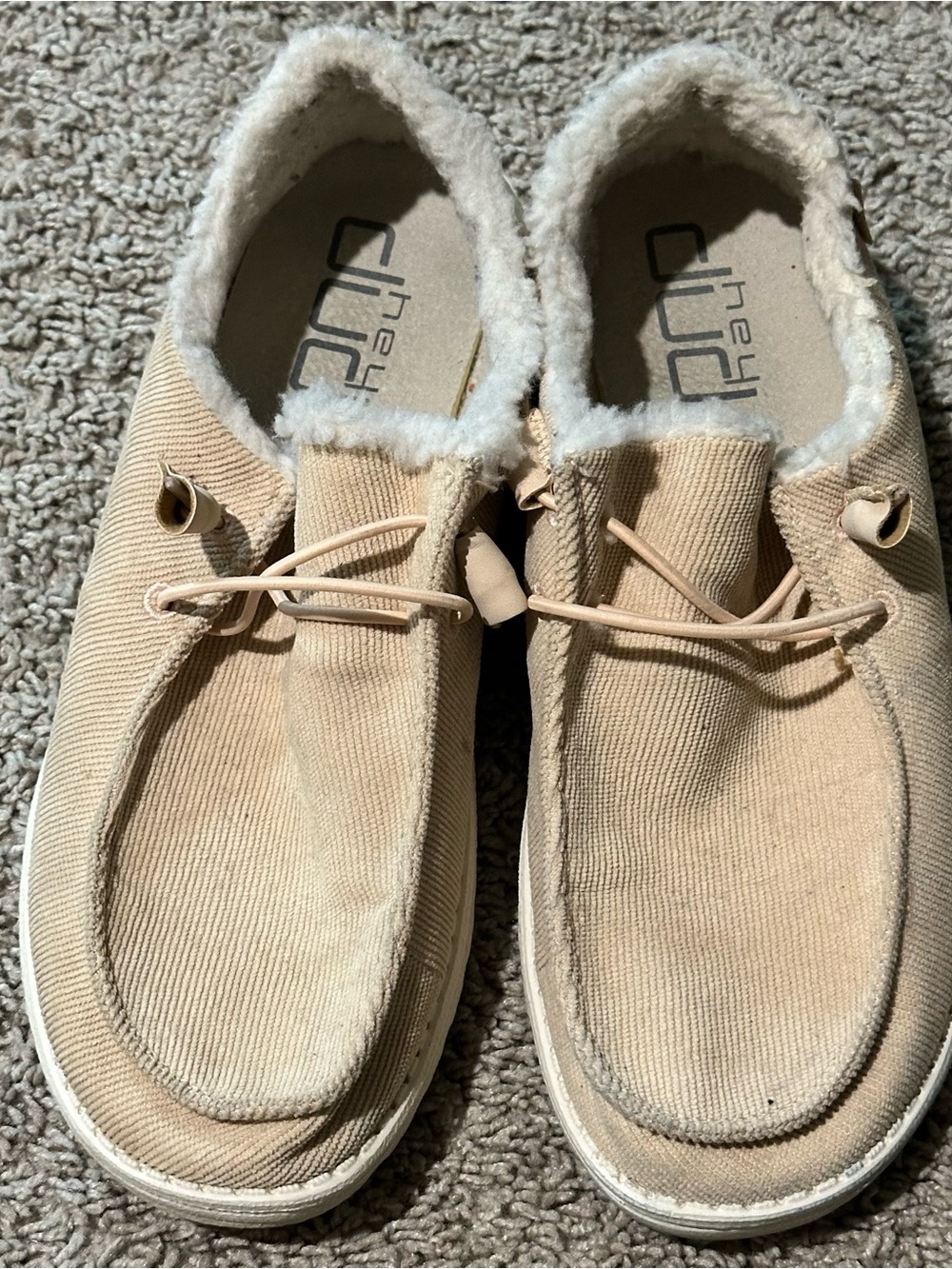 Hey Dude Beige Corduroy Lined Casual Shoes